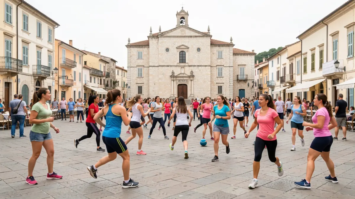 Generic image of women and girls practicing sports in a community setting.