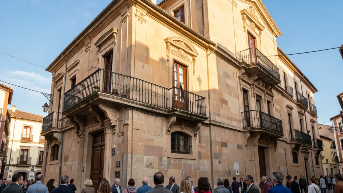 Façana de l'Ajuntament de Mislata amb balcó i cel blau.