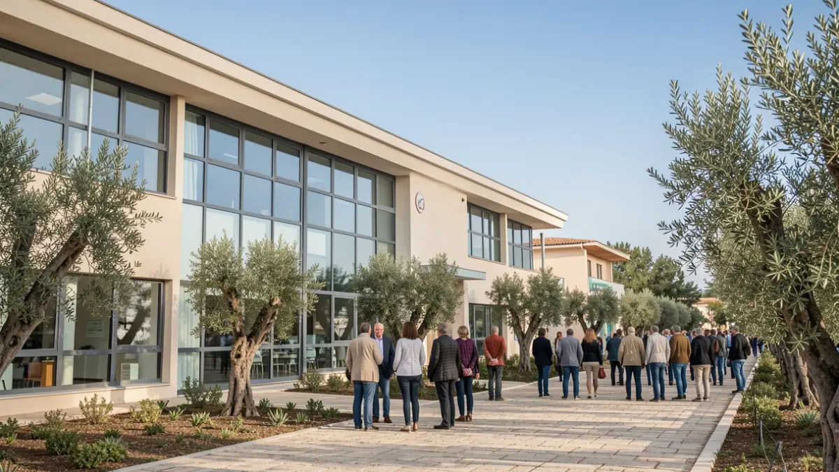 Imagen genérica de un centro de salud moderno en un entorno mediterráneo.