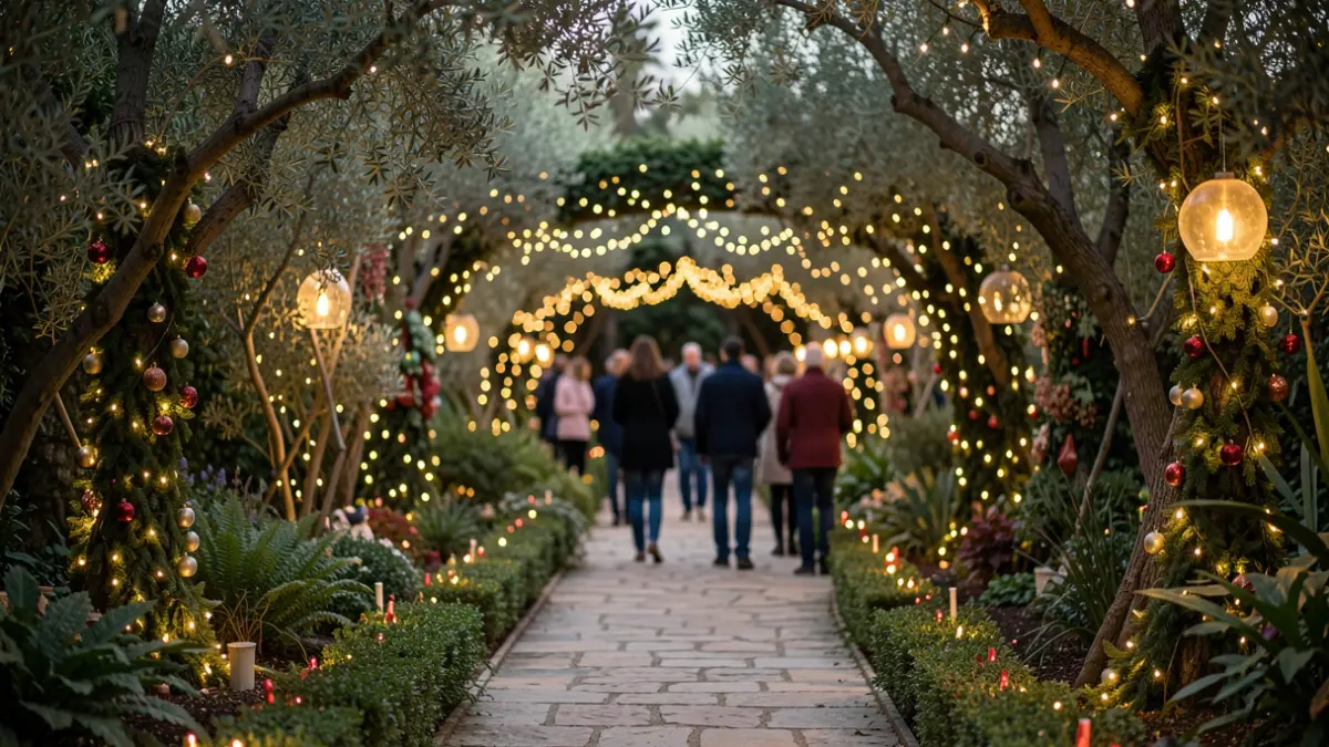 Imatge genèrica d'un jardí temàtic nadalenc amb llums i decoracions.