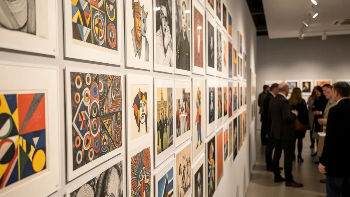 Imatge genèrica d'obres d'art gràfic exposades.