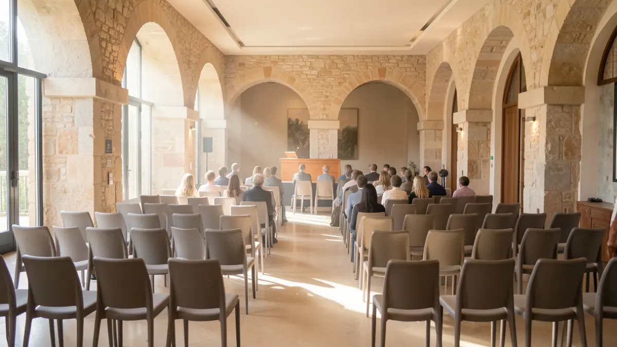 Generic image of an event space with Mediterranean architecture.