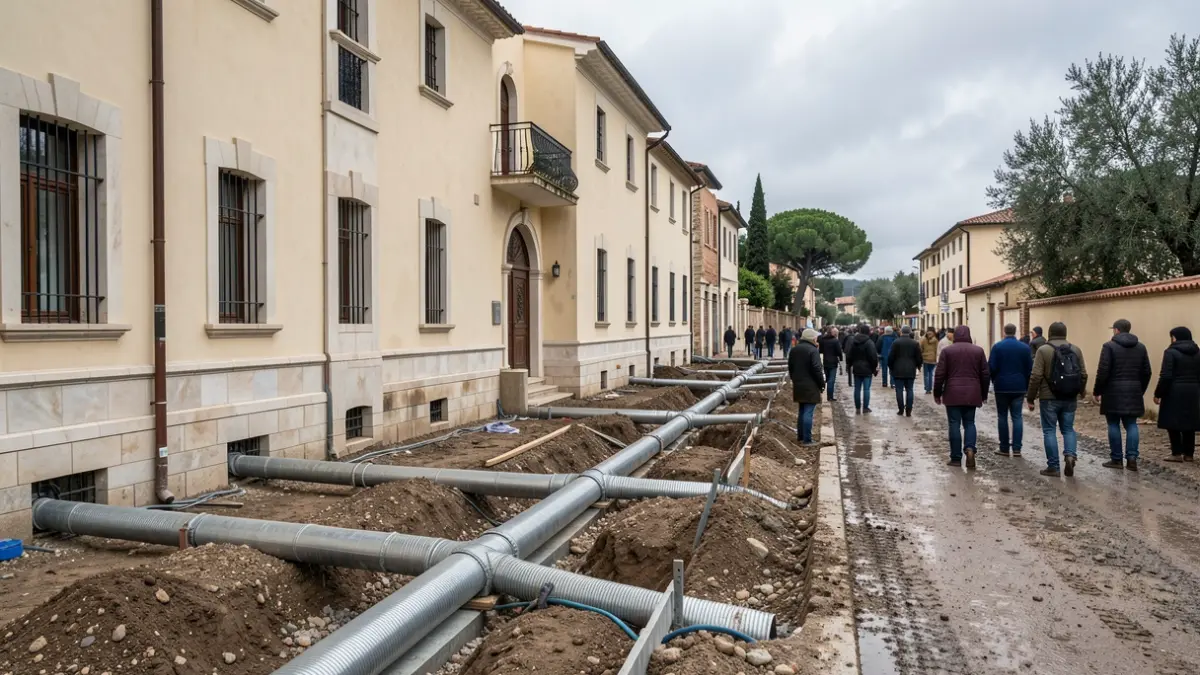 Generic image of drainage works at an educational center.