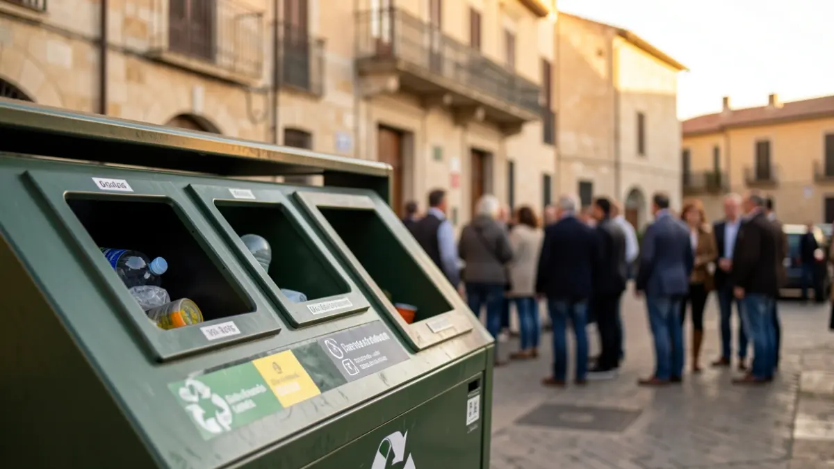 Generic image of recycling bins in front of a municipal building.