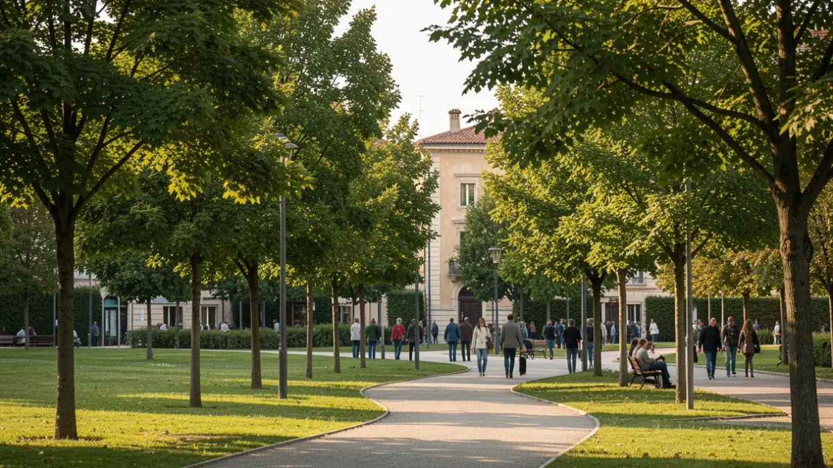 Imatge genèrica d'un parc urbà amb vegetació i camins.