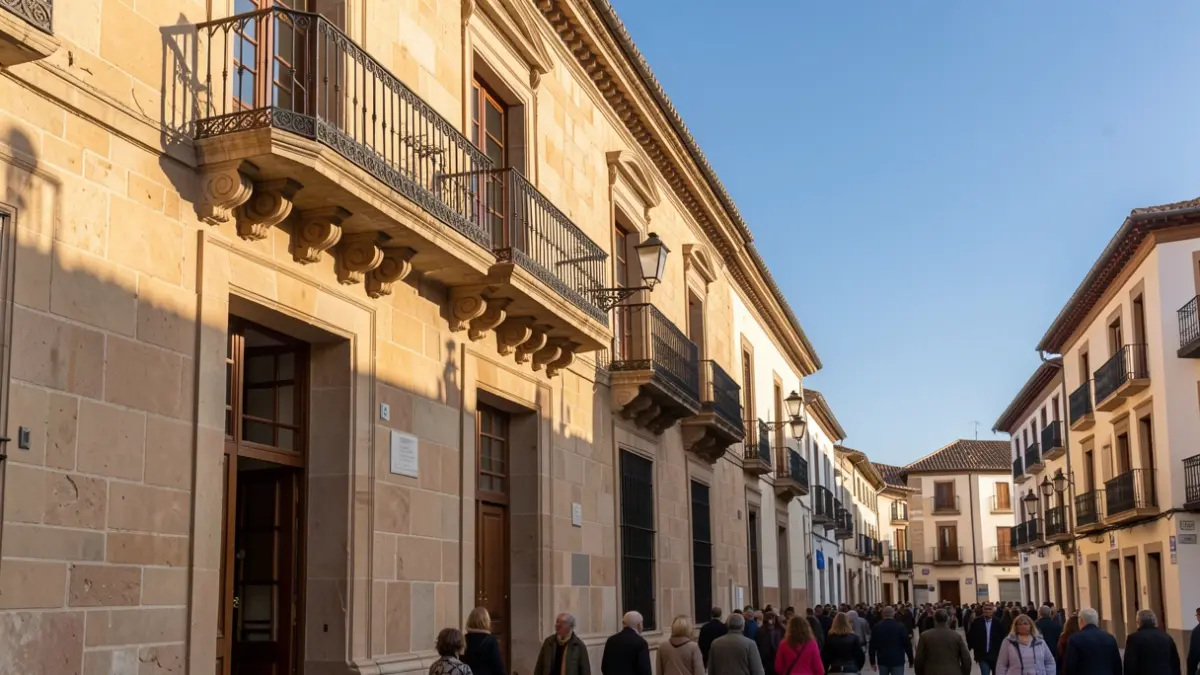 Generic image of a Valencian town hall building with a balcony and afternoon light.