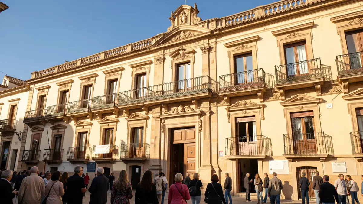Generic image of a Valencian town hall facade in the afternoon sun.