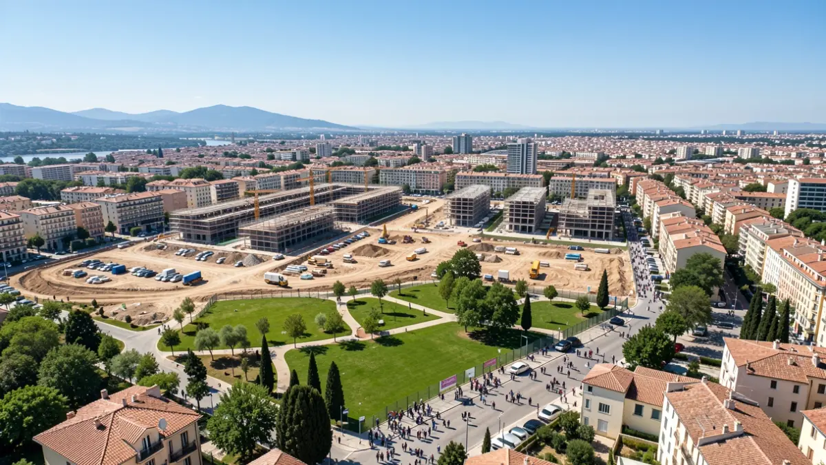Imatge genèrica d'una zona d'obres en un barri residencial mediterrani.