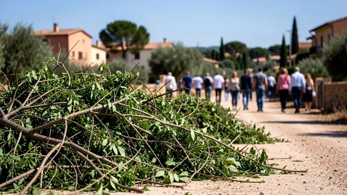 Generic image of pruning waste accumulated on a rural road.