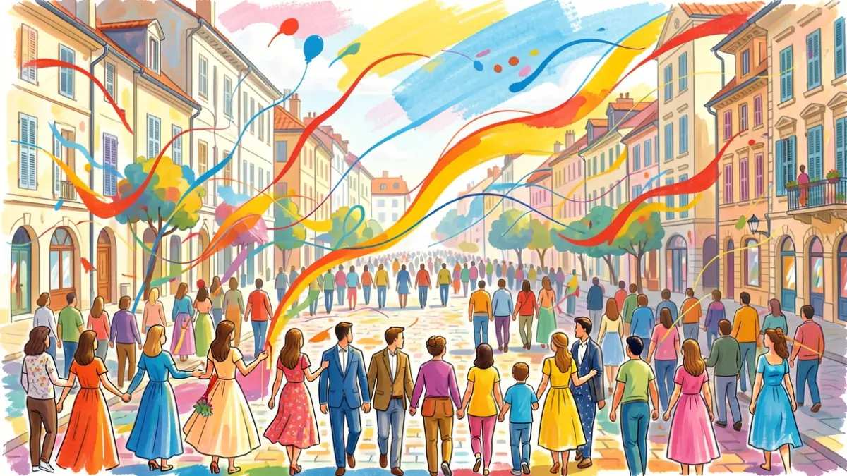 Generic image representing diversity and family bonds with vibrant colors and abstract shapes.