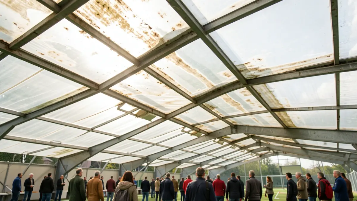 Generic image of translucent roof panels illuminated by natural light.