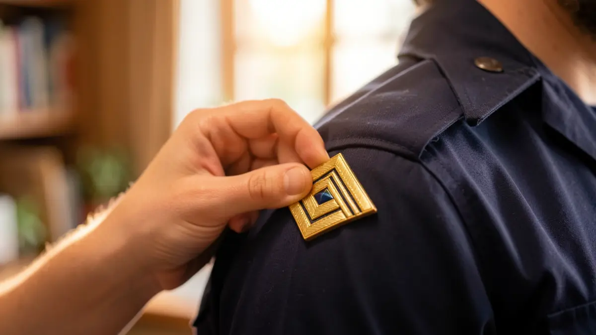 Imatge genèrica d'un galó col·locant-se en un uniforme.