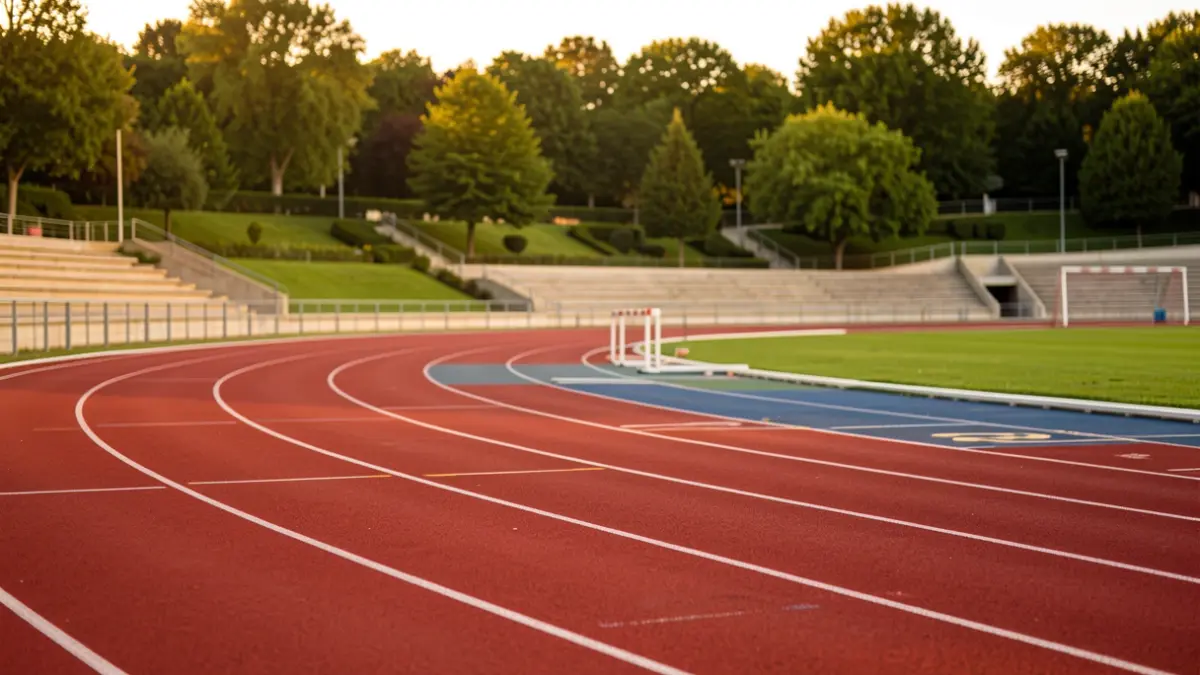 Imagen genérica de una pista de atletismo renovada en un entorno verde.
