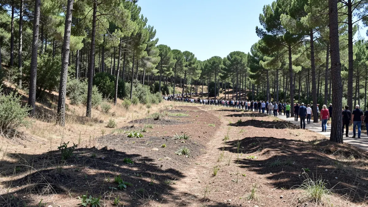 Generic image of a forest path with reduced vegetation for fire prevention.