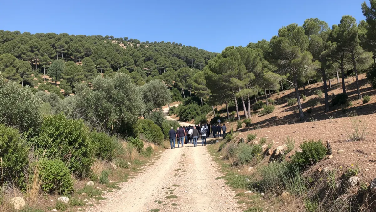Imagen genérica de paisaje forestal mediterráneo con zonas de prevención de incendios.