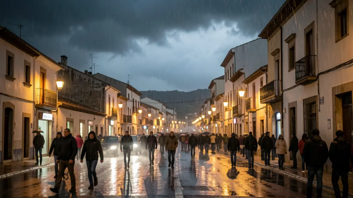 Generic image of a stormy sky over Utiel with heavy rain.