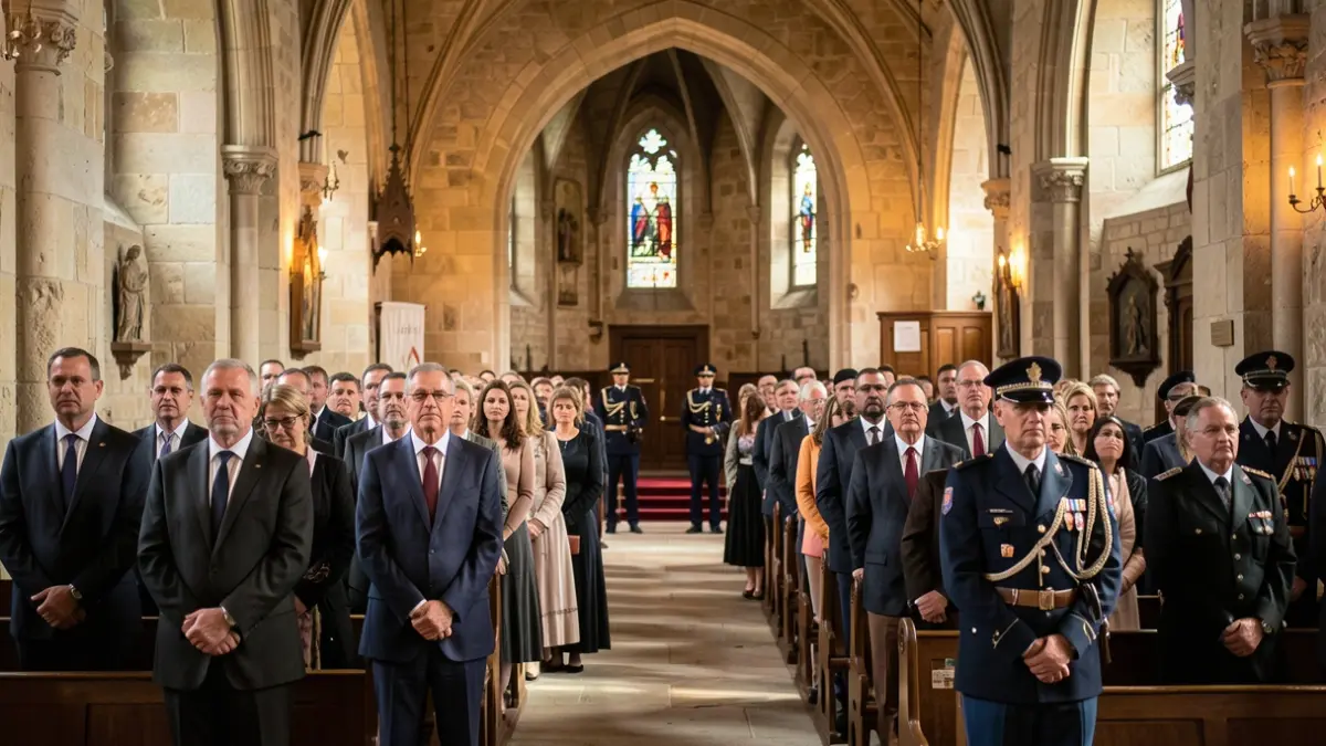 Imatge genèrica d'una cerimònia religiosa solemne en una església de pedra.