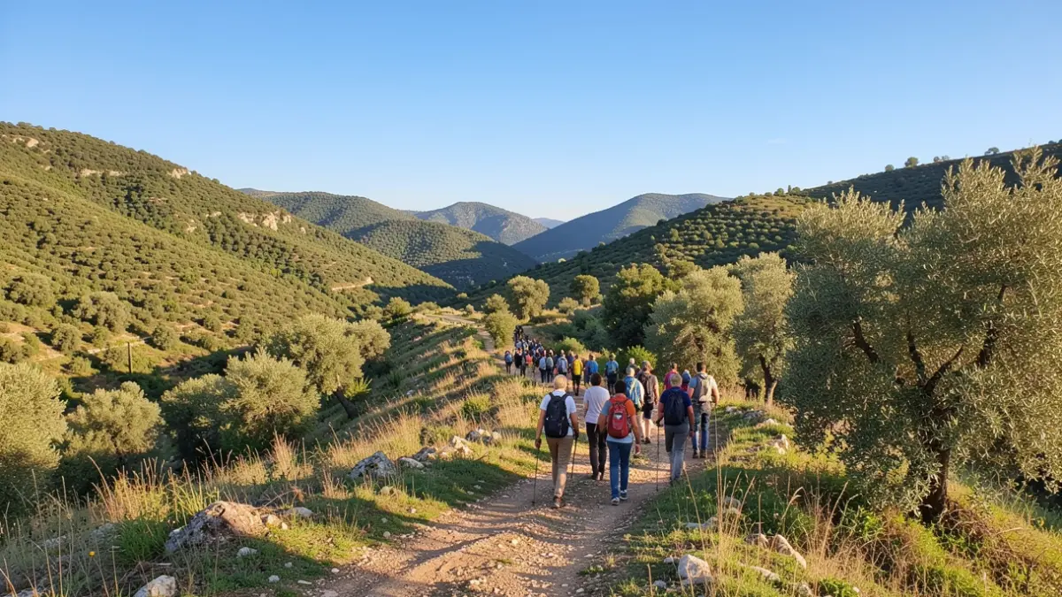 Imagen genérica de un sendero natural con excursionistas a lo lejos.